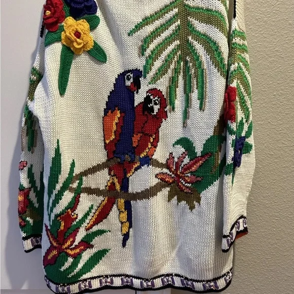 PARROTS 🦜 From Peru! Hand knitted sweater! Amazing - Picture 3 of 7